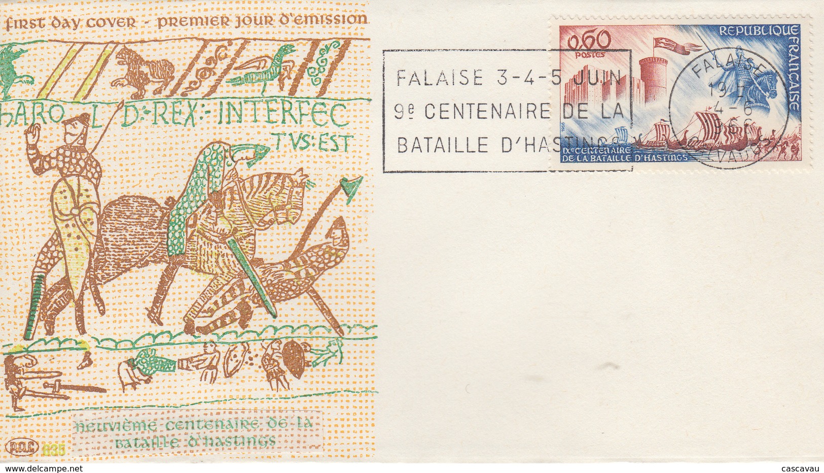 Enveloppe   FDC  Flamme   Du   1er   Jour    FRANCE   Bataille  De  HASTINGS    FALAISE  1966 - 1960-1969