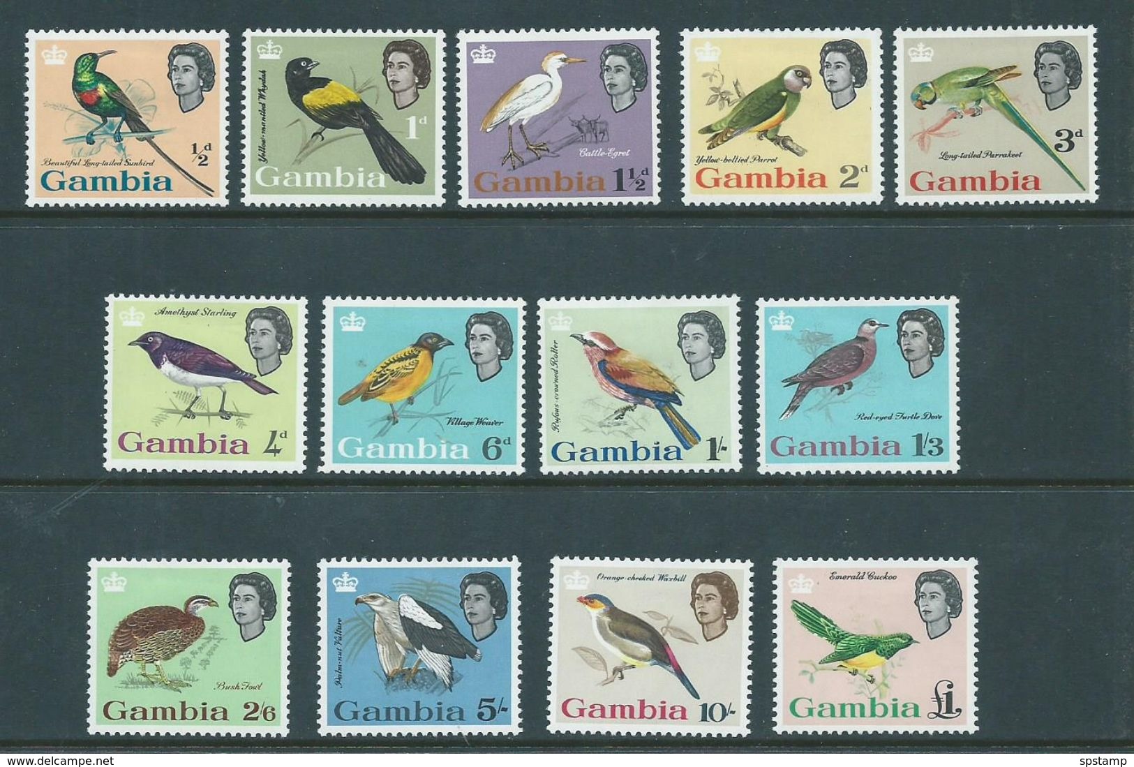 Gambia 1963 QEII Bird Definitives Set 13 MLH - Gambia (...-1964)