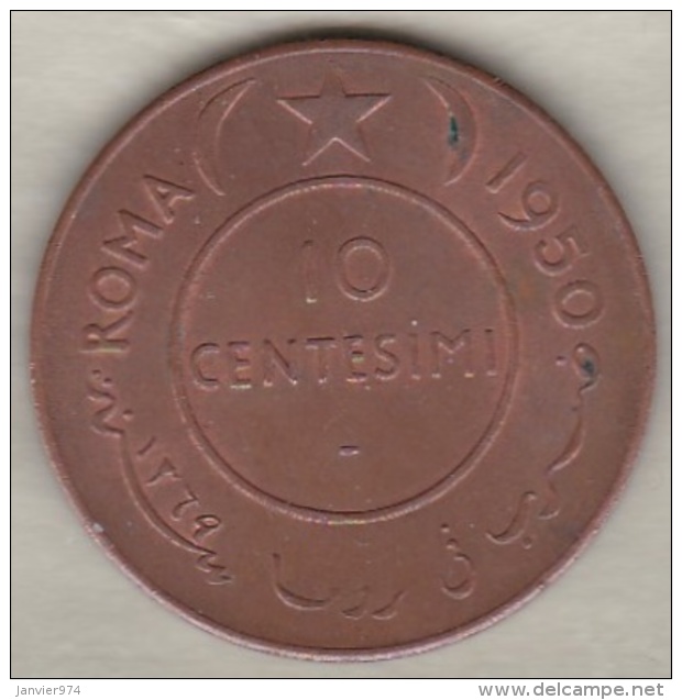 Somalie . 10 Centesimi 1950. Elephant . Copper. KM# 3 - Somalie