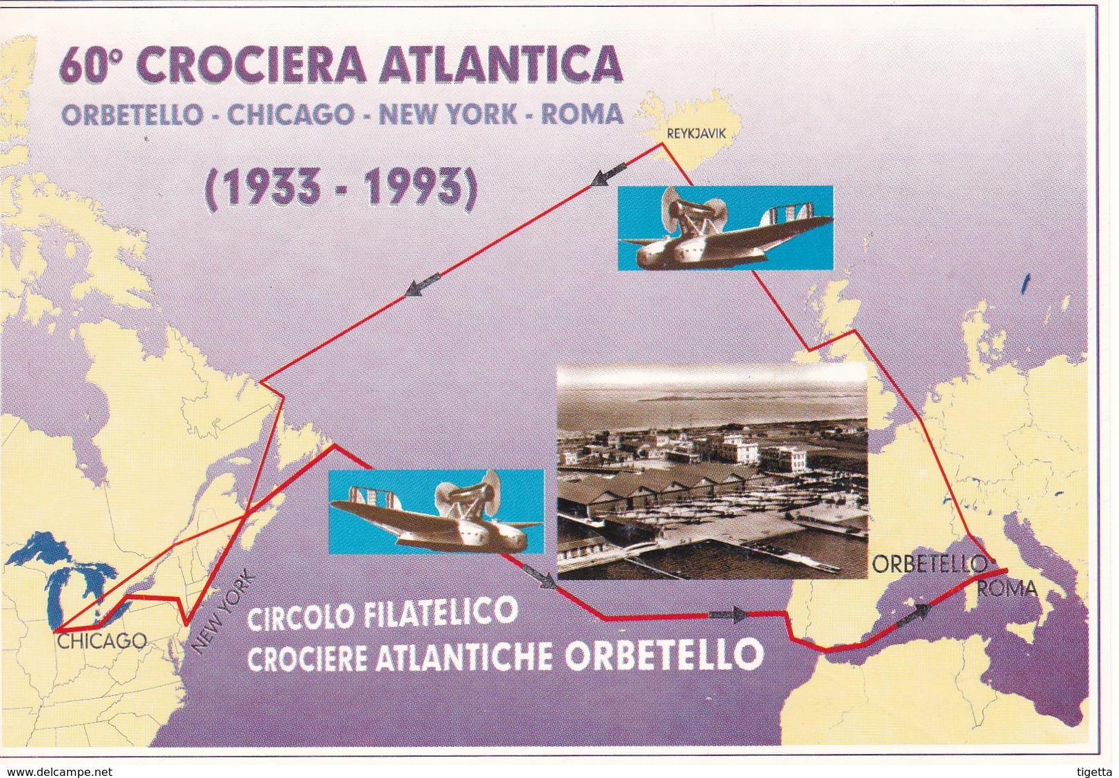 FOLDER TELEFONICO VUOTO 60° CROCIERA ATLANTICA ORBETELLO-CHICAGO-NEW YORK-ROMA 1933-1993 - Altri & Non Classificati