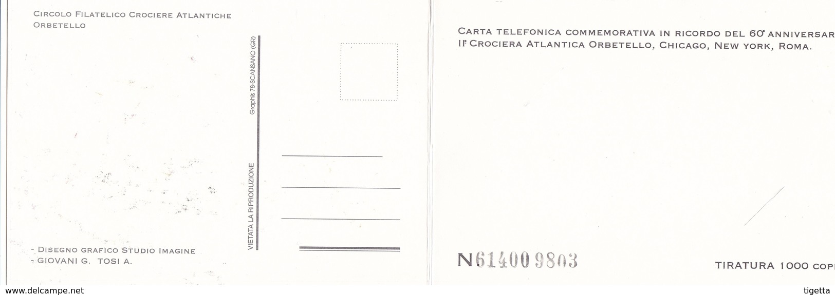 FOLDER TELEFONICO VUOTO 60° CROCIERA ATLANTICA ORBETELLO-CHICAGO-NEW YORK-ROMA 1933-1993 - Altri & Non Classificati