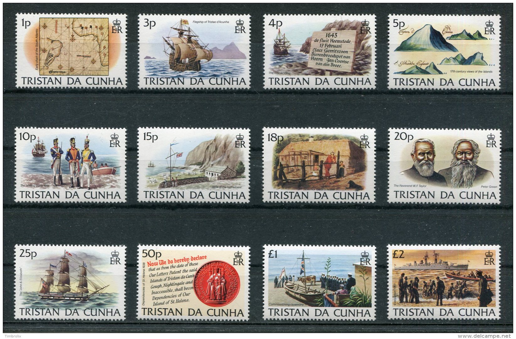 TRISTAN DA CUNHA - Série Complète N° 331/342 MNH/++ (Histoire De L' Ile) - Tristan Da Cunha