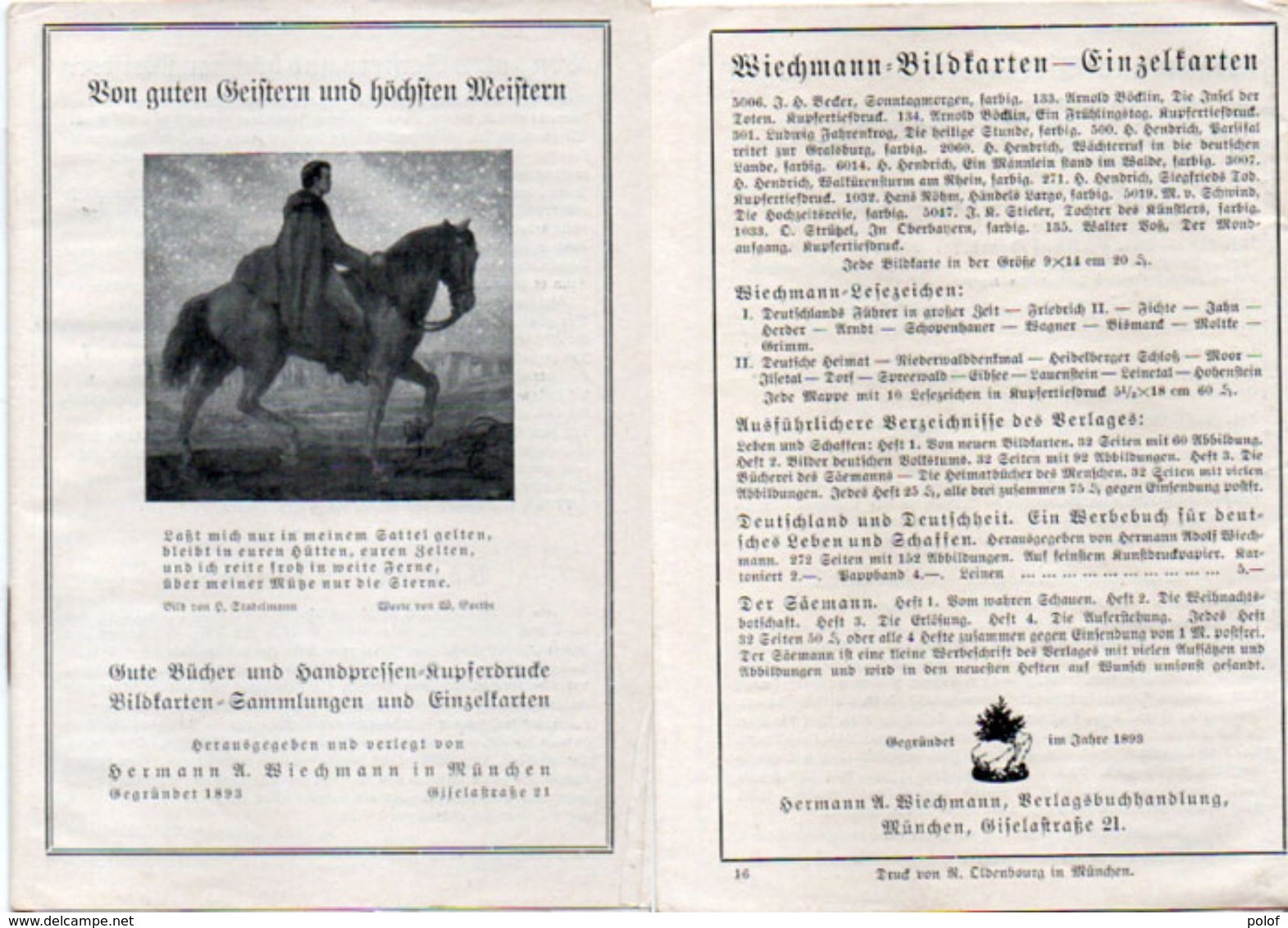 Allemagne - Petit Livret 16 POages - Von Guten Geiftern UndHüchften Meiftern - 1893    (103914) - Documents Historiques