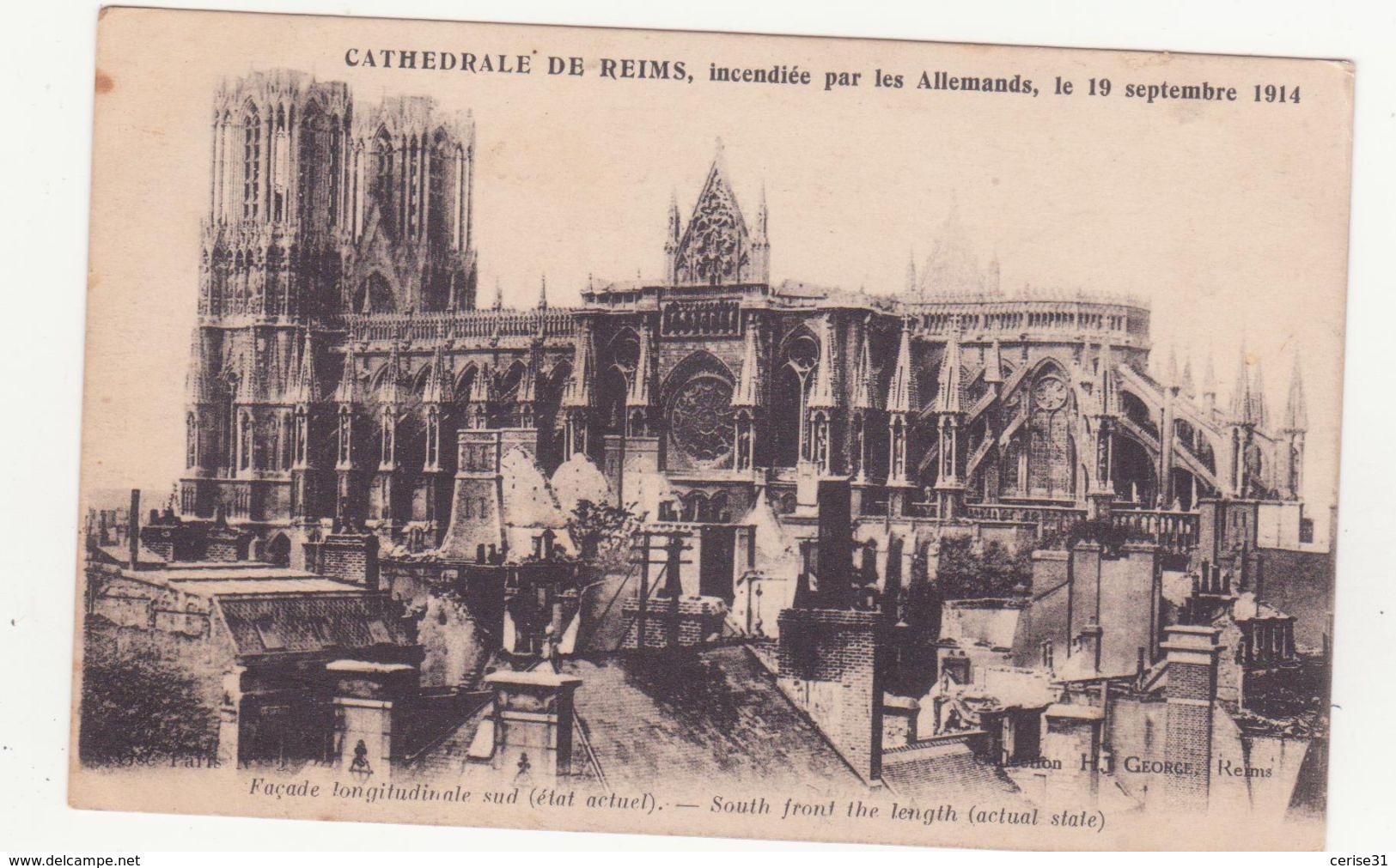 CPA -  Cathédrale De REIMS Incendiée Par Les Allemands................. - Reims