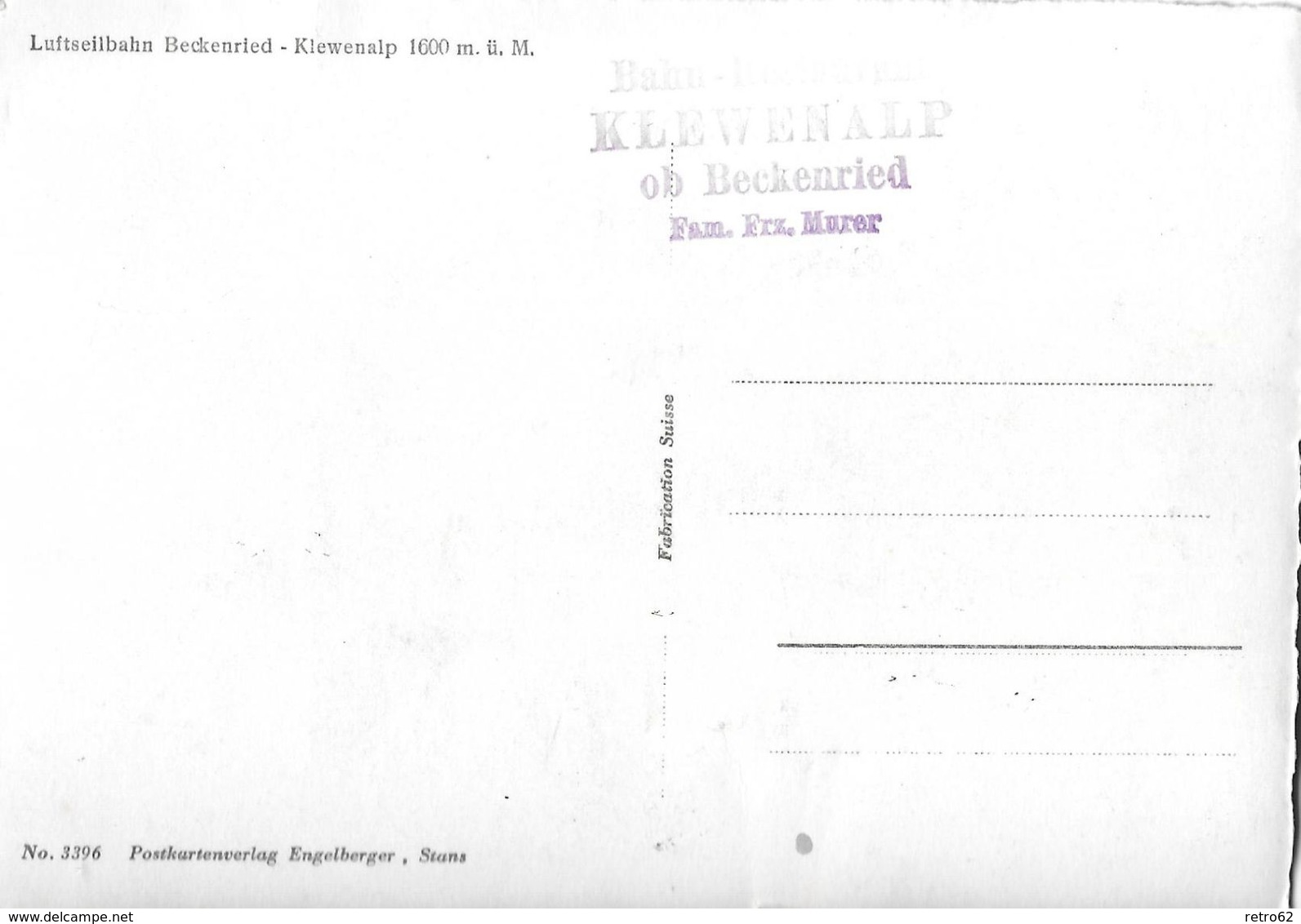 BECKENRIED → Luftseilbahn Beckenried - Klewenalp, Fotokarte Ca.1950 ►mit Spez.Stempel◄ - Beckenried