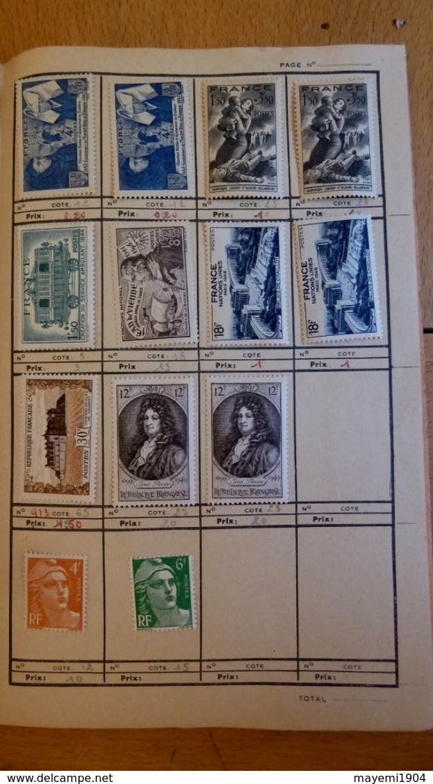 Petit album contenant 71 timbres FRANCE neufs * sous charnières