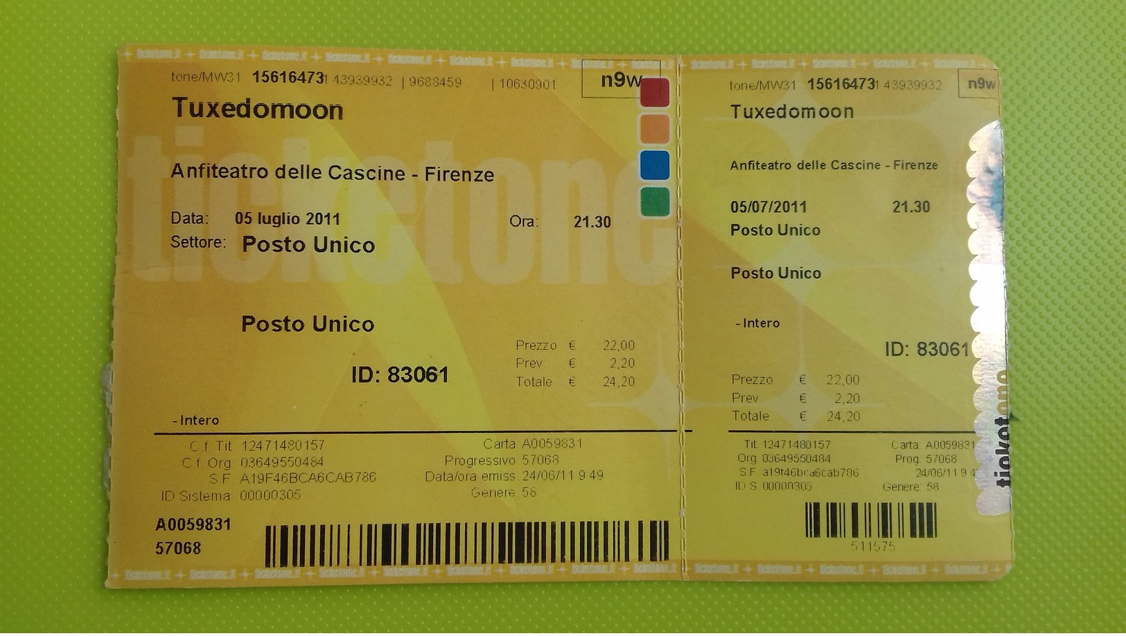 Biglietto Concerto TUXEDOMOON - Anfiteatro Delle Cascine Firenze - 5 Luglio 2011 - Tickets De Concerts