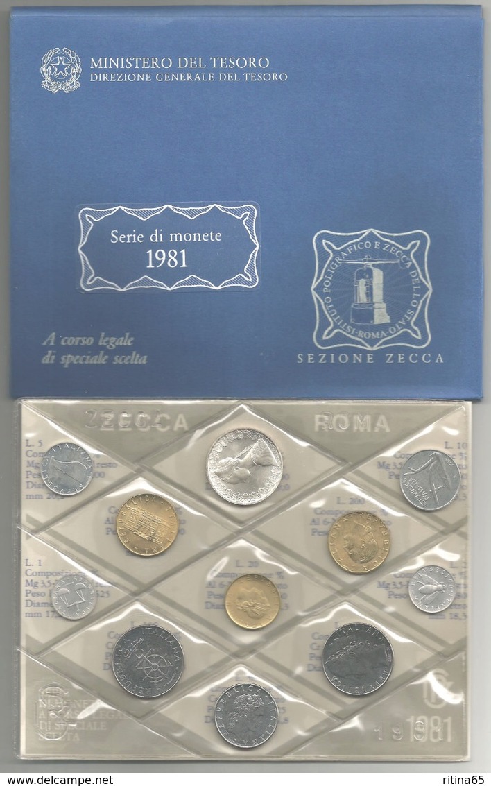 ITALIA DIVISIONALE ANNO 1981 11 VALORI CON 500 LIRE ARGENTO FDC SET ZECCA - Jahressets & Polierte Platten