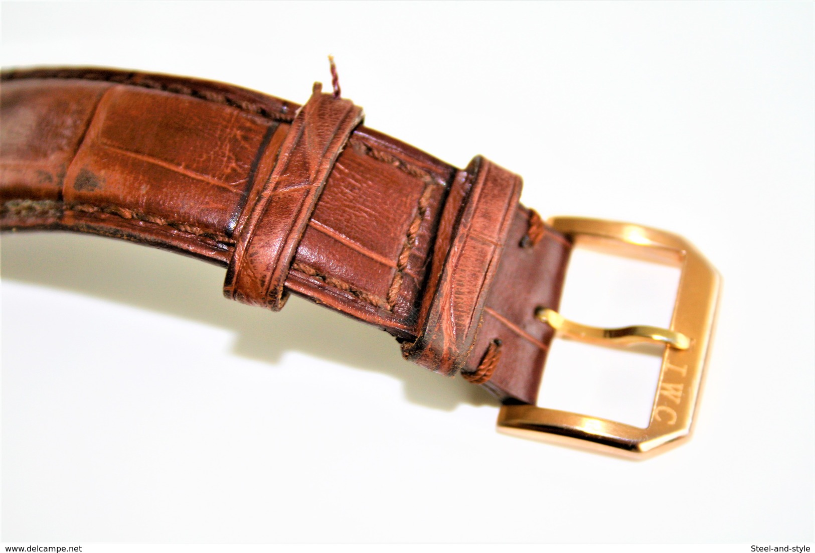 Watches BANDS : IWC BOUCLE AND TOP PART BAND VINTAGE USED GENUINE LEATHER - RaRe - Original - Horloge: Luxe