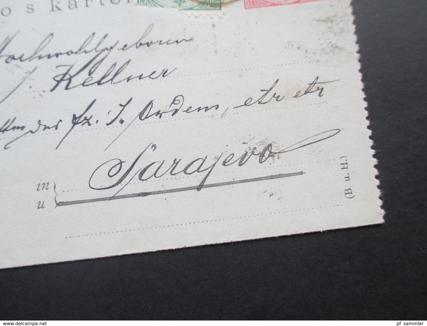 Österreich / Bosnien 1894 Kartenbrief K2 Mit Zusatzfrankatur Nr. 3 Bihac - Sarajevo. Ritter / Orden - Bosnien-Herzegowina