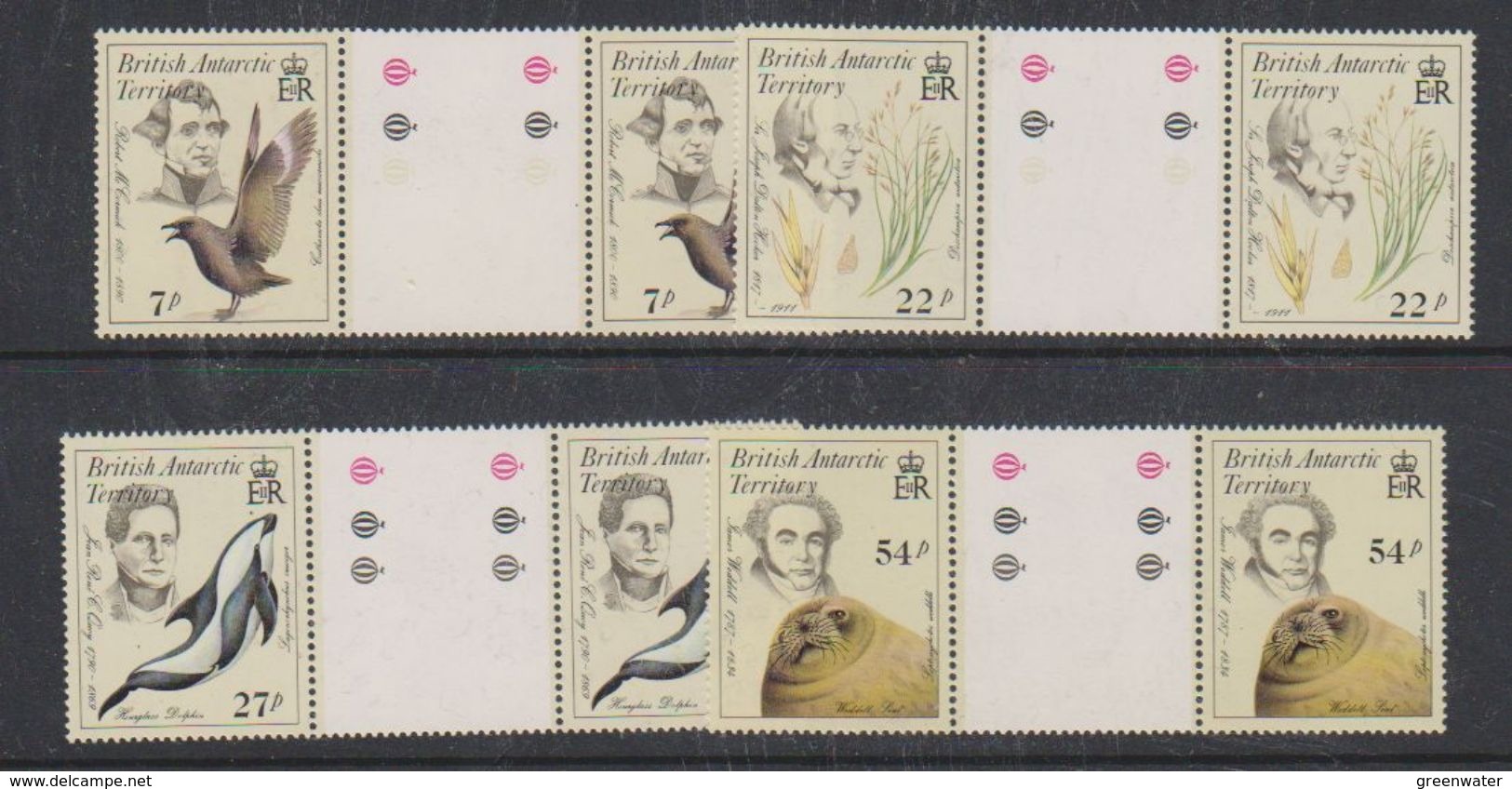 British Antarctic Territory 1985 Early Naturalists 4v Gutter ** Mnh (38182) - Ongebruikt