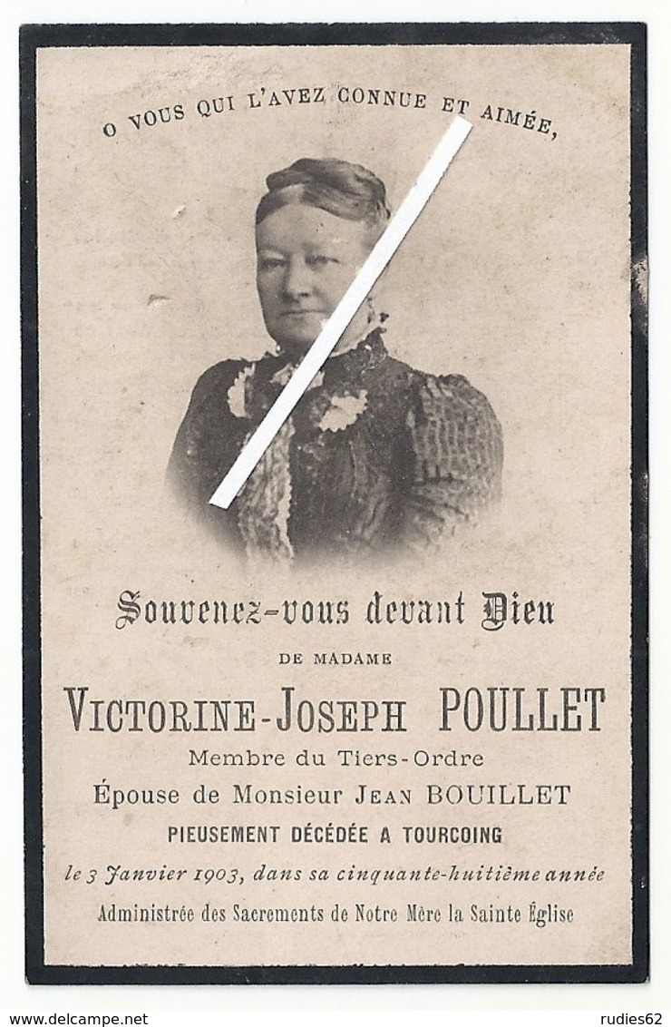 Image Mortuaire - Roubaix - Tourcoing - POULLET Victorine Jhe (épouse BOUILLET Jean Henri) - Décès