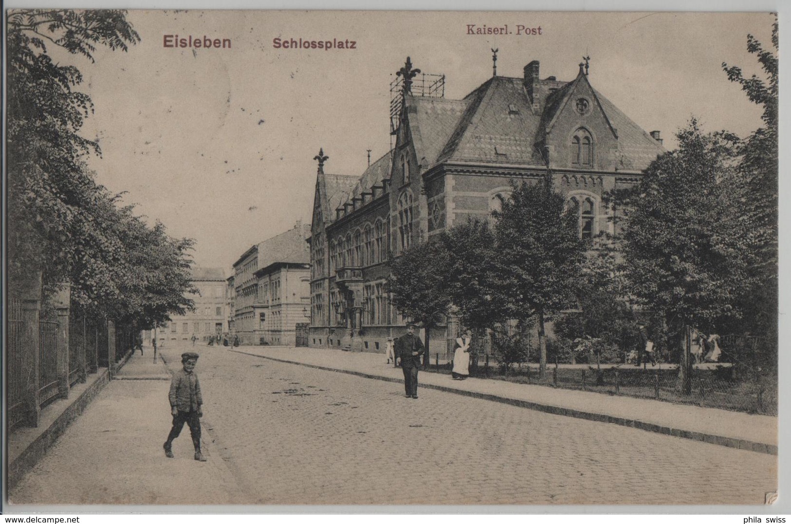 Eisleben - Schlossplatz, Kaiserl. Post - Belebt - Eisleben