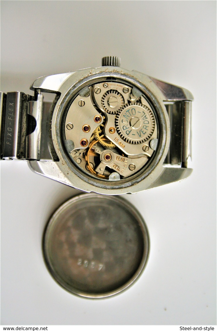 watches : PRONTO VERDAL TROPIC DAIL TOUR DE FRANCE RaRe HAND WIND  WITH FIXOFLEX - original - running - 1950s