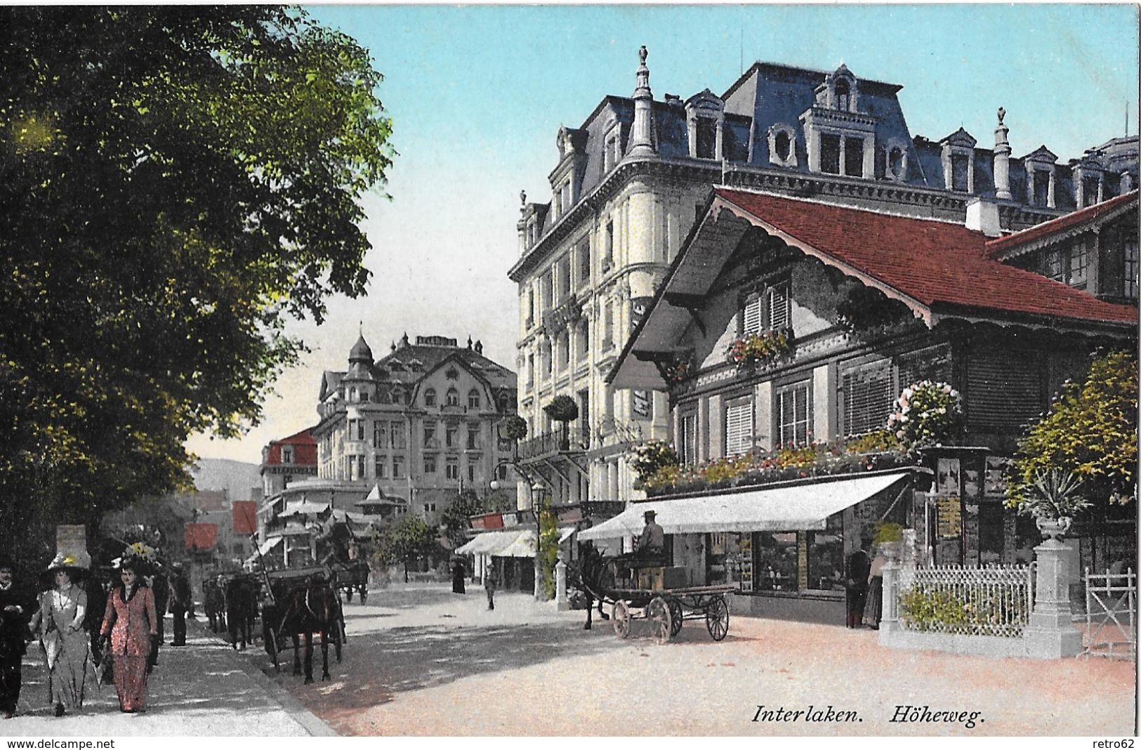 INTERLAKEN - Höhenweg Mit Vielen Kutschen Und Passanten, Ca.1910 - Interlaken