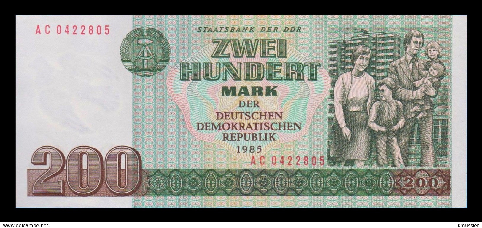 # # # Banknote DDR (Eastgermany GDR) 200 Mark 1985 UNC # # # - 200 Mark