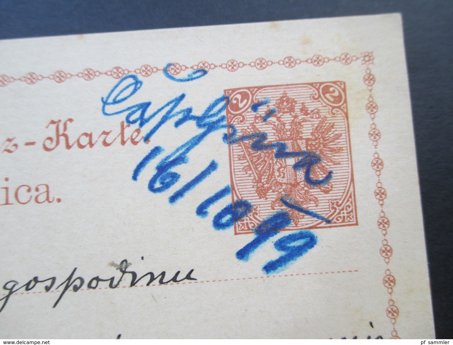 Österreich / Bosnien 1899 GA Mit Handschriftlicher Entwertung Capljina Nach Sarajevo Karl Patsch Kustos Landesmuseum - Bosnien-Herzegowina