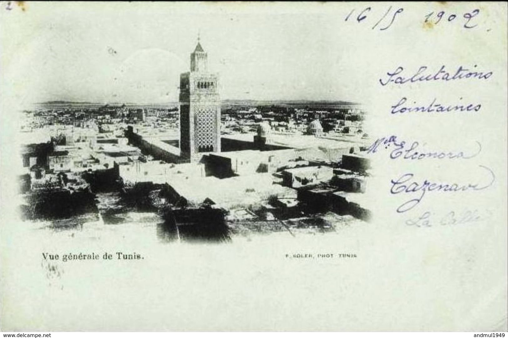 TUNIS (Tunisie) - Vue Générale - Oblitération De 1902 - Tunisie
