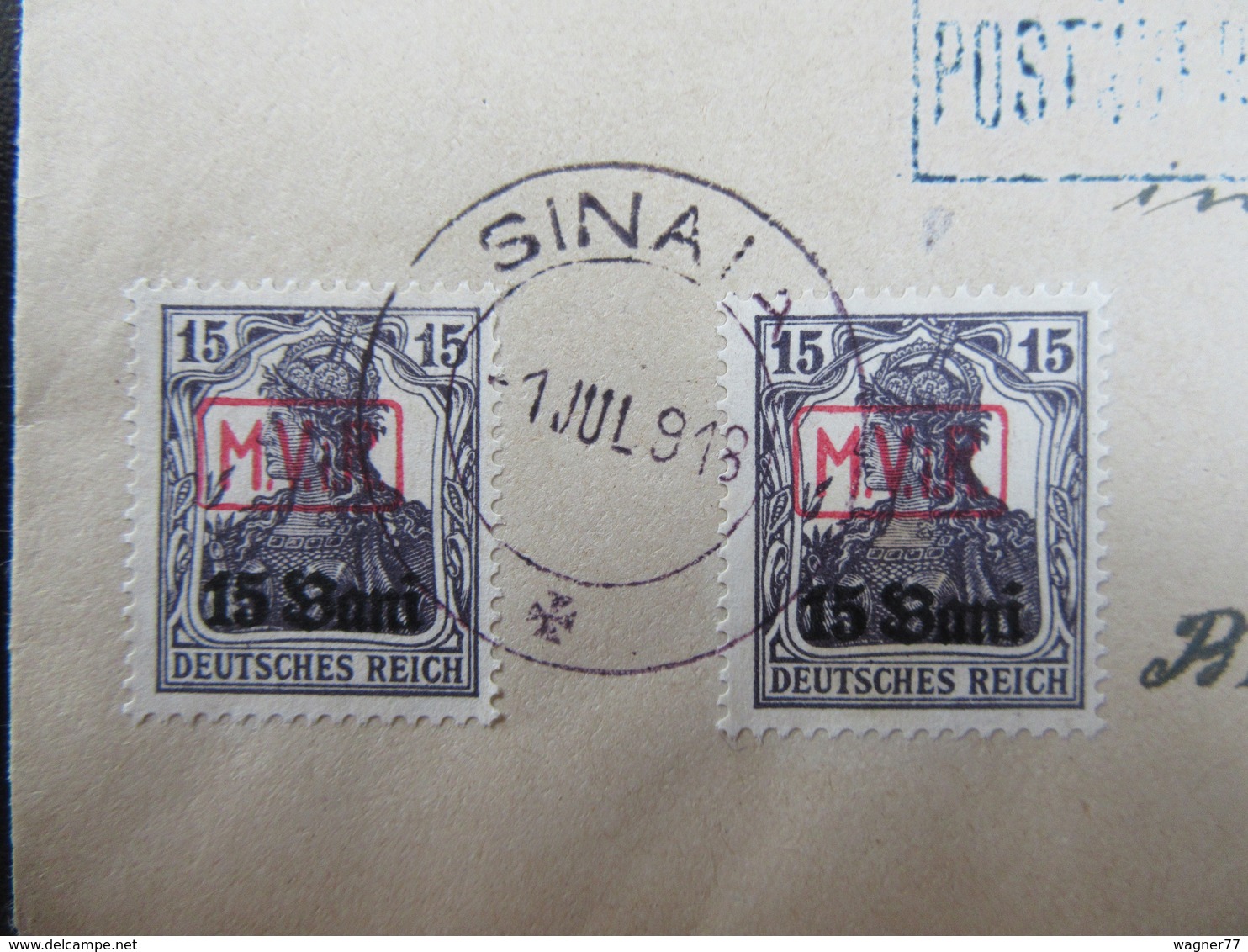 Brief M.V.i.R. Militärverwaltung In Rumänien 1918 Sinaia - Postüberwachungsstelle - 15 Pf. - Occupation 1914-18