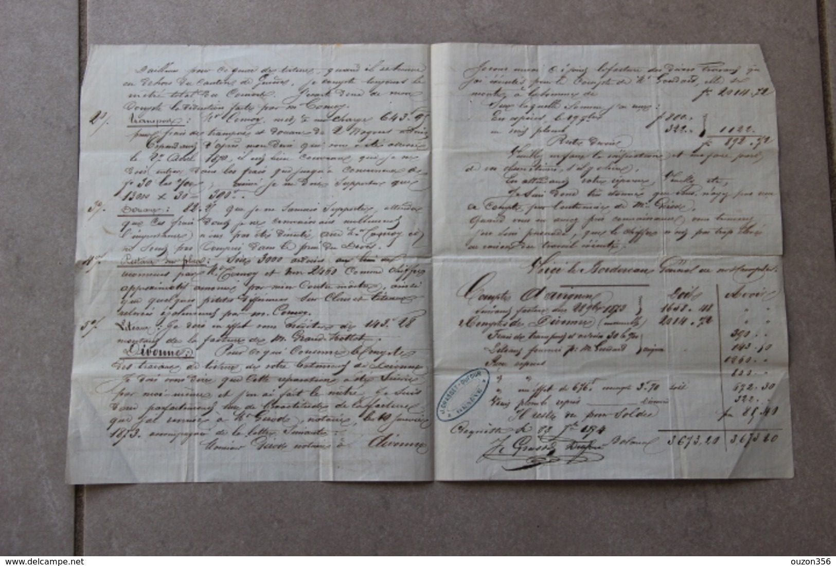 Factures (comptes Travaux), Lot 3 Documents, Grasset Dufour Ferblantier Plombier, Genève (Suisse), 1873 - Switzerland