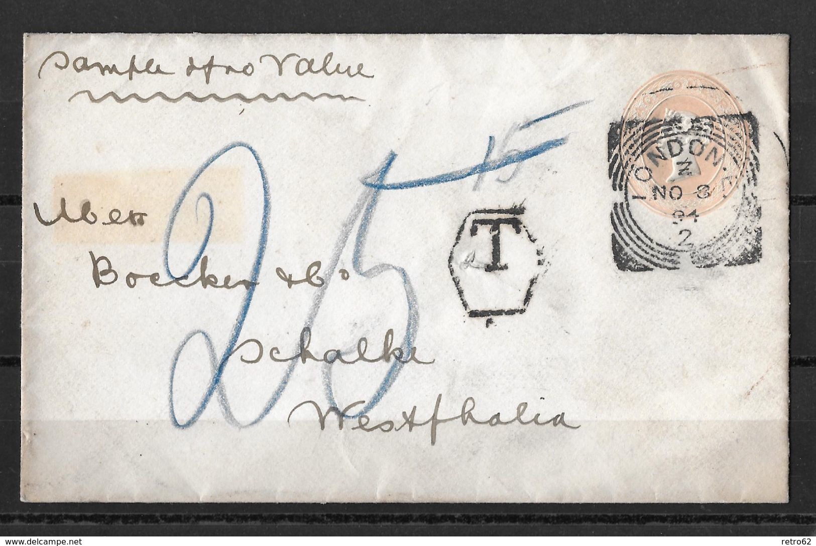 1894 LONDON → Letter To Schalke With ►excess Postage◄ - Lettres & Documents