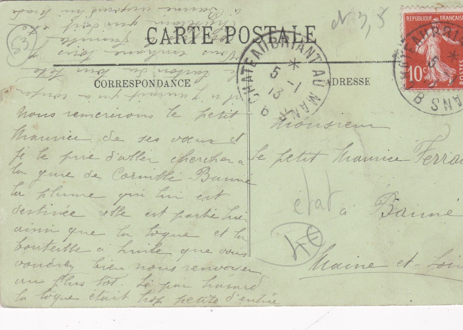 CHATEAU GONTIER - Dépt 53 - Rue Gambetta - Animée -  CPA - 1913 - Chateau Gontier