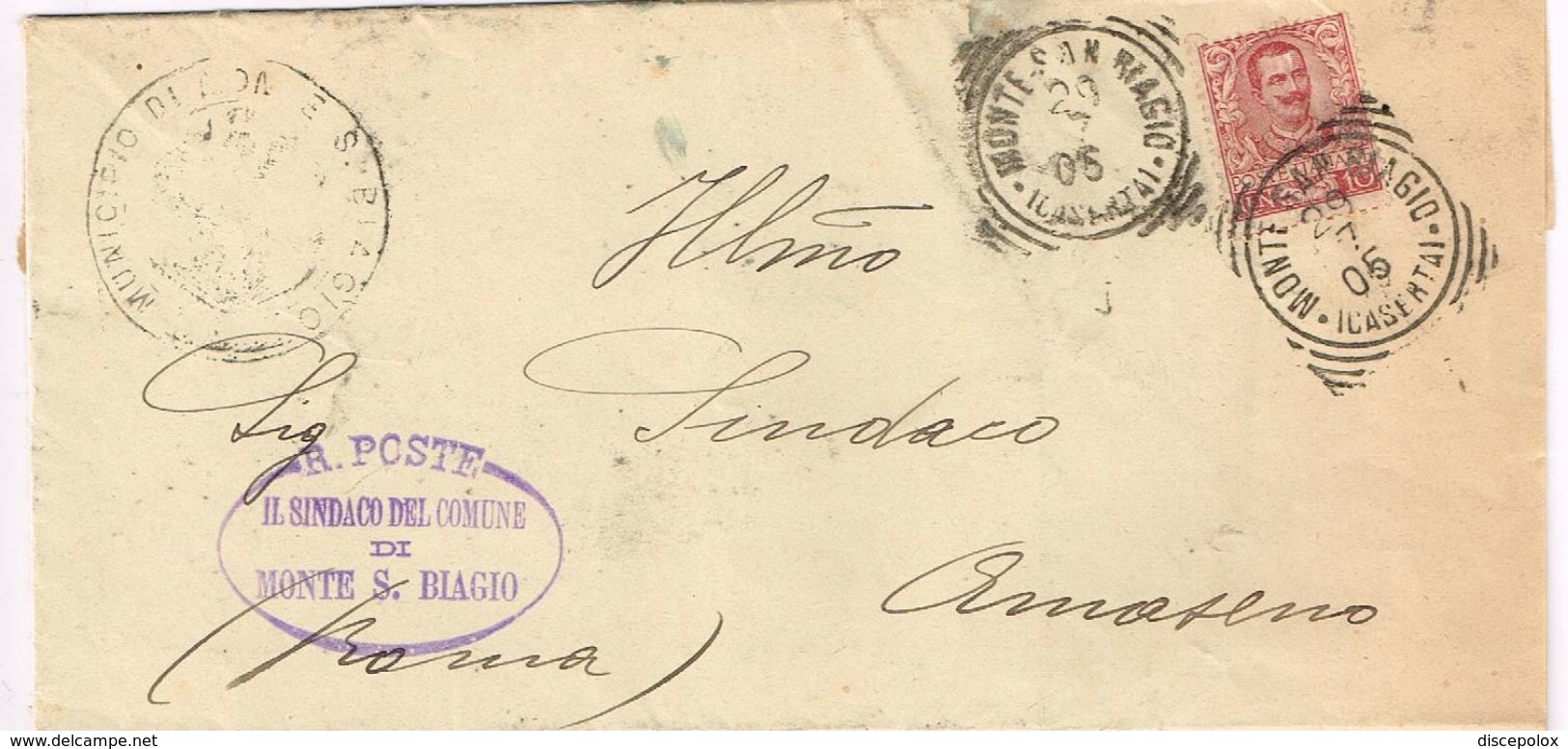 X1435 10 Centesimi Floreale - 1905 Viaggiata Da Monte San Biagio (Latina) A Amaseno (Frosinone) - Storia Postale