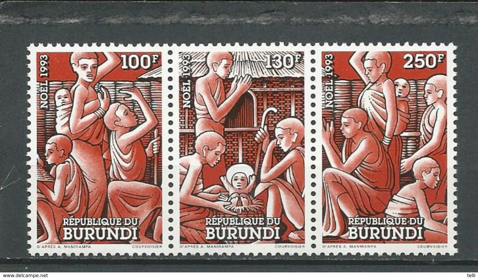 BURUNDI  Scott 714 Yvert 1008-1010 (3) ** Cote 7,00 $ 1993 - Neufs