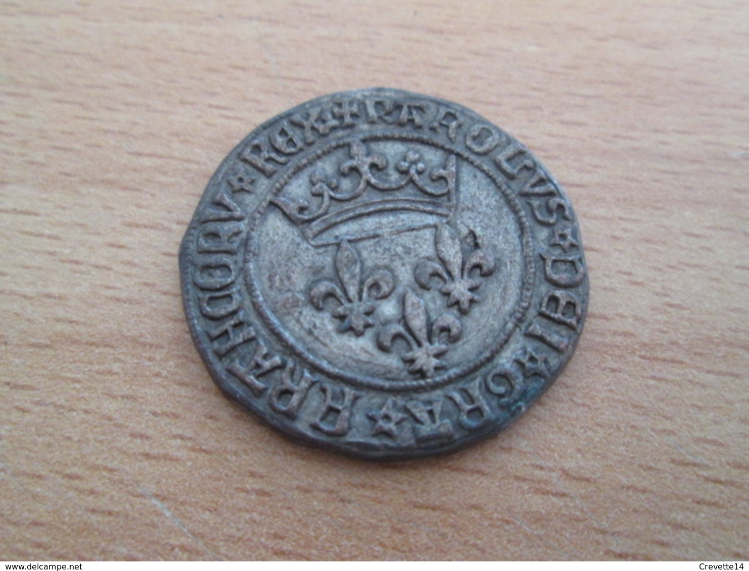 BP PIECE PUBLICITAIRE FIN 60's COPIES DE MONNAIES TRESOR DES ROIS DE FRANCE N°13 CHARLES VII GROS DE ROI 1447 - Monedas Falsas