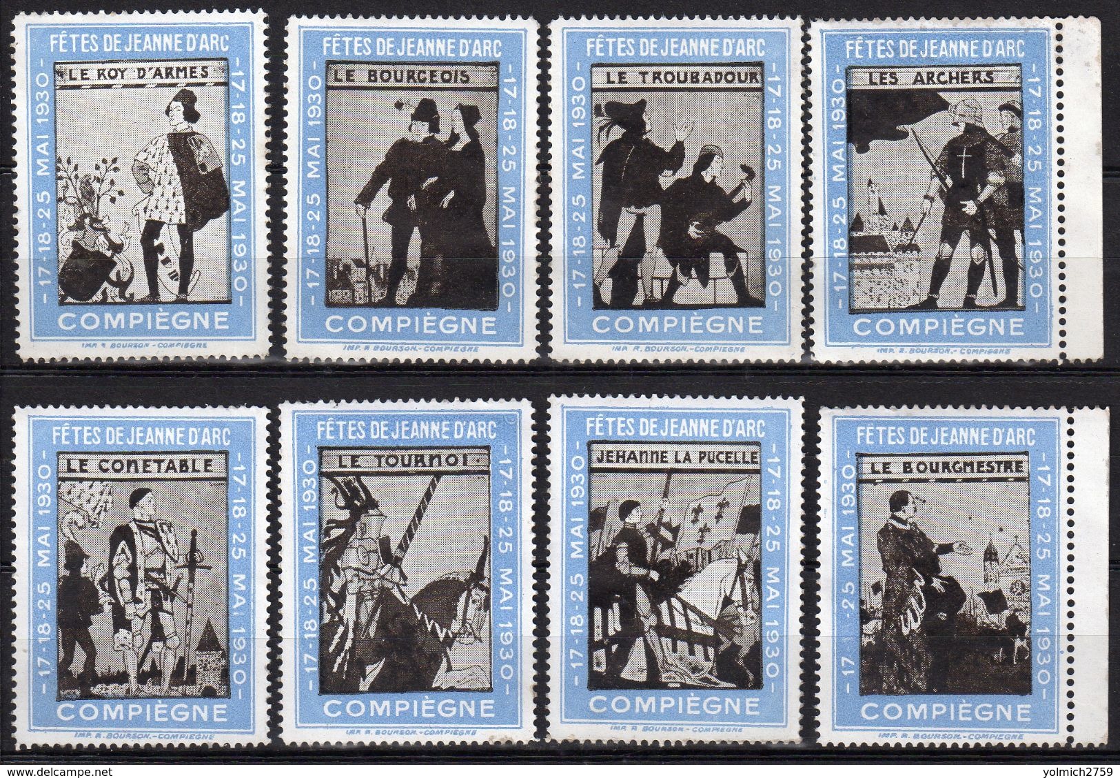 LOT JEANNE D'ARC -28 VIGNETTES COMPIEGNE MAI 1930/DOMREMY... (imperfections De Gomme) + Fdc + Flammes - Autres & Non Classés