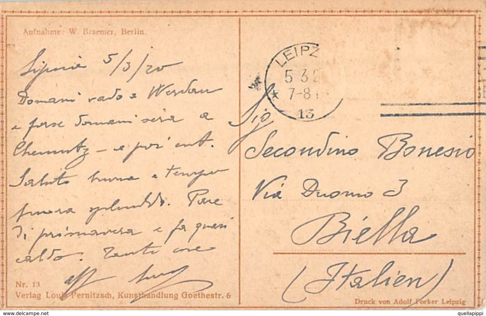 07565 "GERMANIA - SACHSENS - LEIPZIG - PETERSSTRASSE WAHREND DER MESSE"  ANIMATA. CART  SPED 1913 - Leipzig
