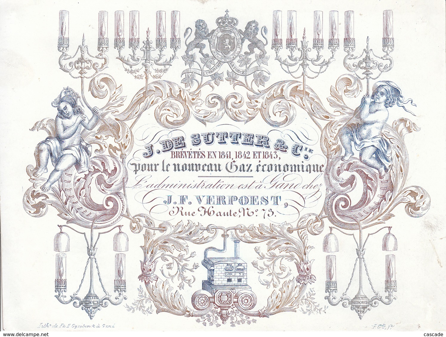 Gent Gand Grote Porseleinkaart Carte Porcelaine Grande, J. De Sutter & Cie, Pour Le Nouveau Gaz Economique, - Gent