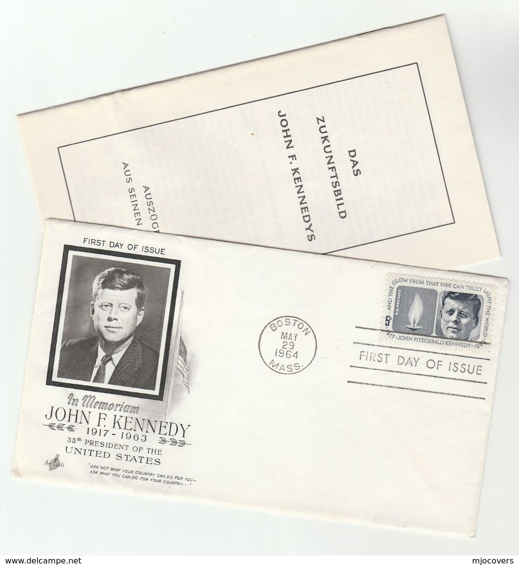 1967 Boston USA FDC PRESIDENT KENNEDY Stamps Cover With Booklet - Kennedy (John F.)