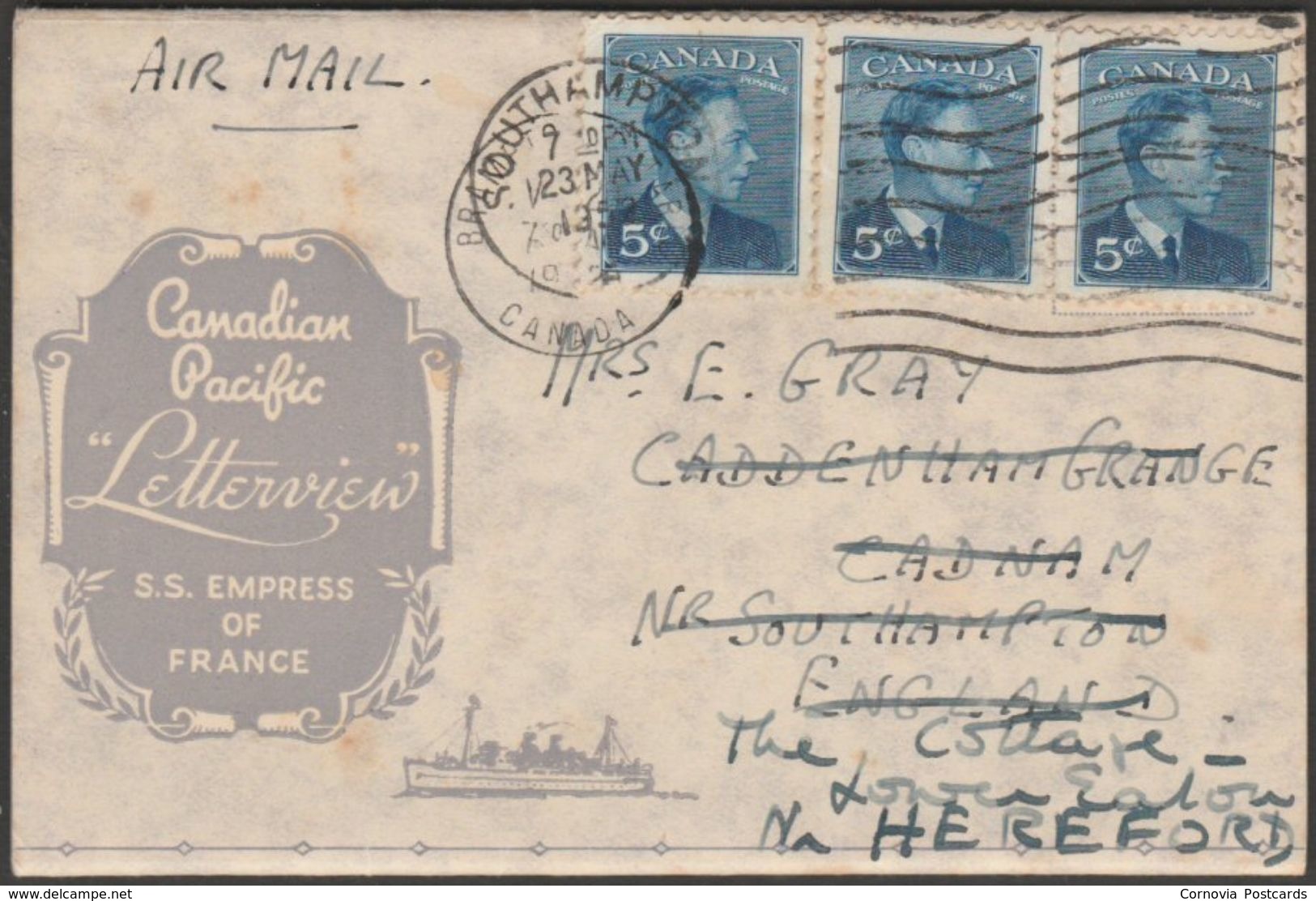 Canadian Pacific SS Empress Of France, 1952 - Tuck's Letterview - Steamers