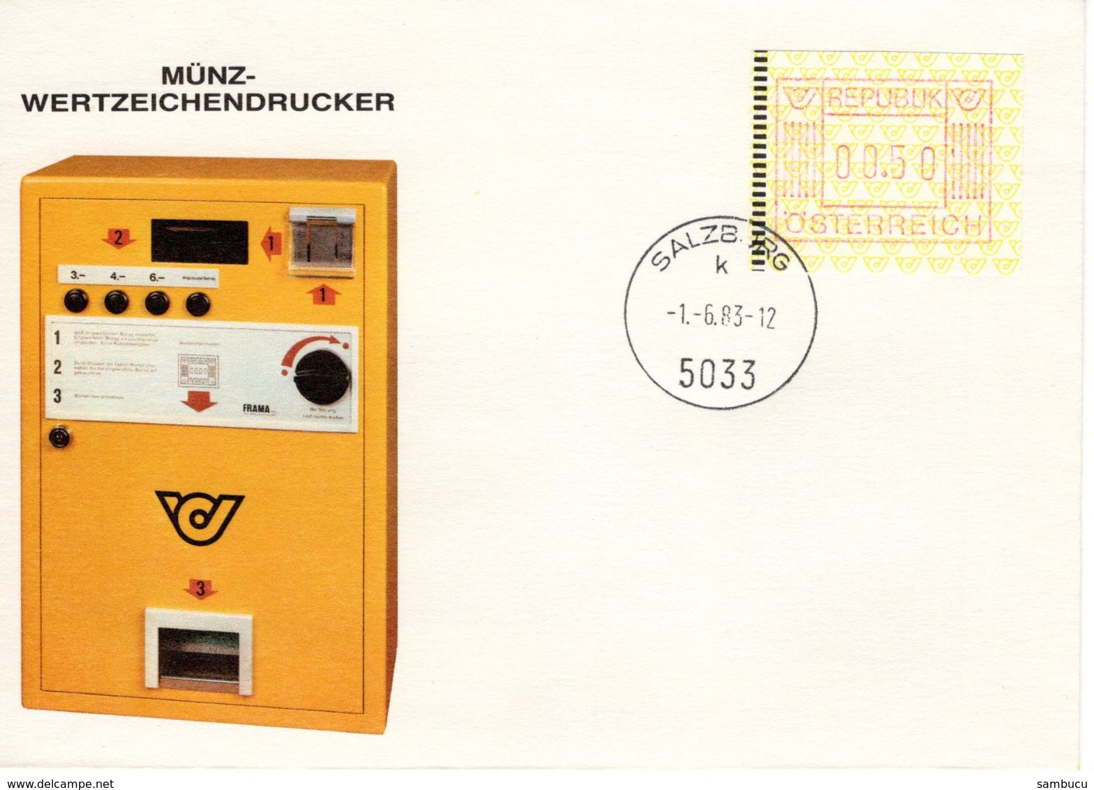 Münz - Wertzeichendrucker S 0,50 Mit Stpl. 5033 Salzburg 1983 FDC Ersttag - FDC