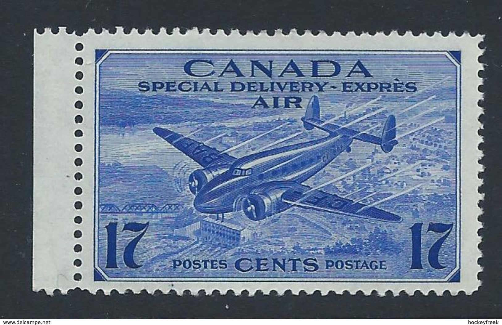 Canada 1943 - 17c Special Delivery Airmail Issue SG S14 Side Marginal MNH Cat £4.50 SG2018 Empire - Luftpost-Express