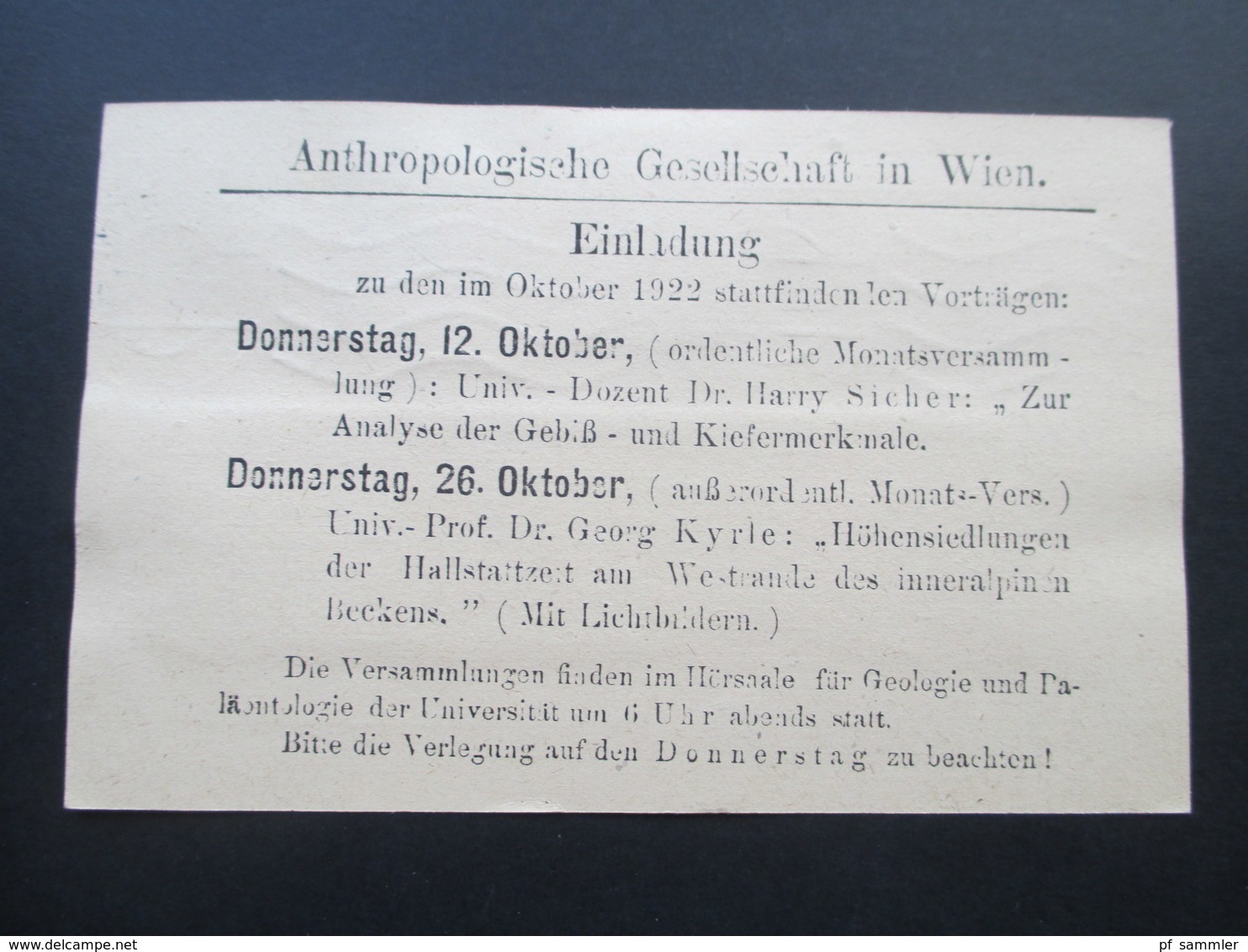 Österreich 1922 Ganzsache Mit Zusatzfrankatur Anthropologische Gesellschaft Wien. Hofrat Dr. Karl Patsch - Brieven En Documenten