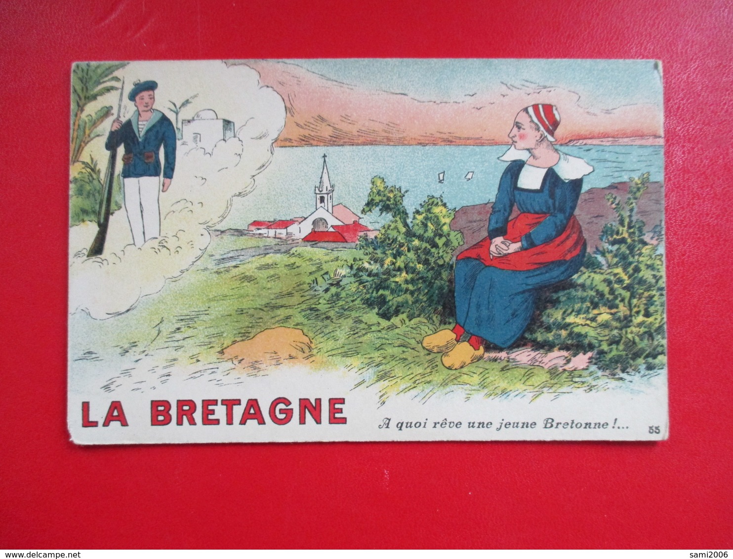 CPA LA BRETAGNE ILLUSTREE A QUOI REVE UNE JEUNE BRETONNE - Bretagne