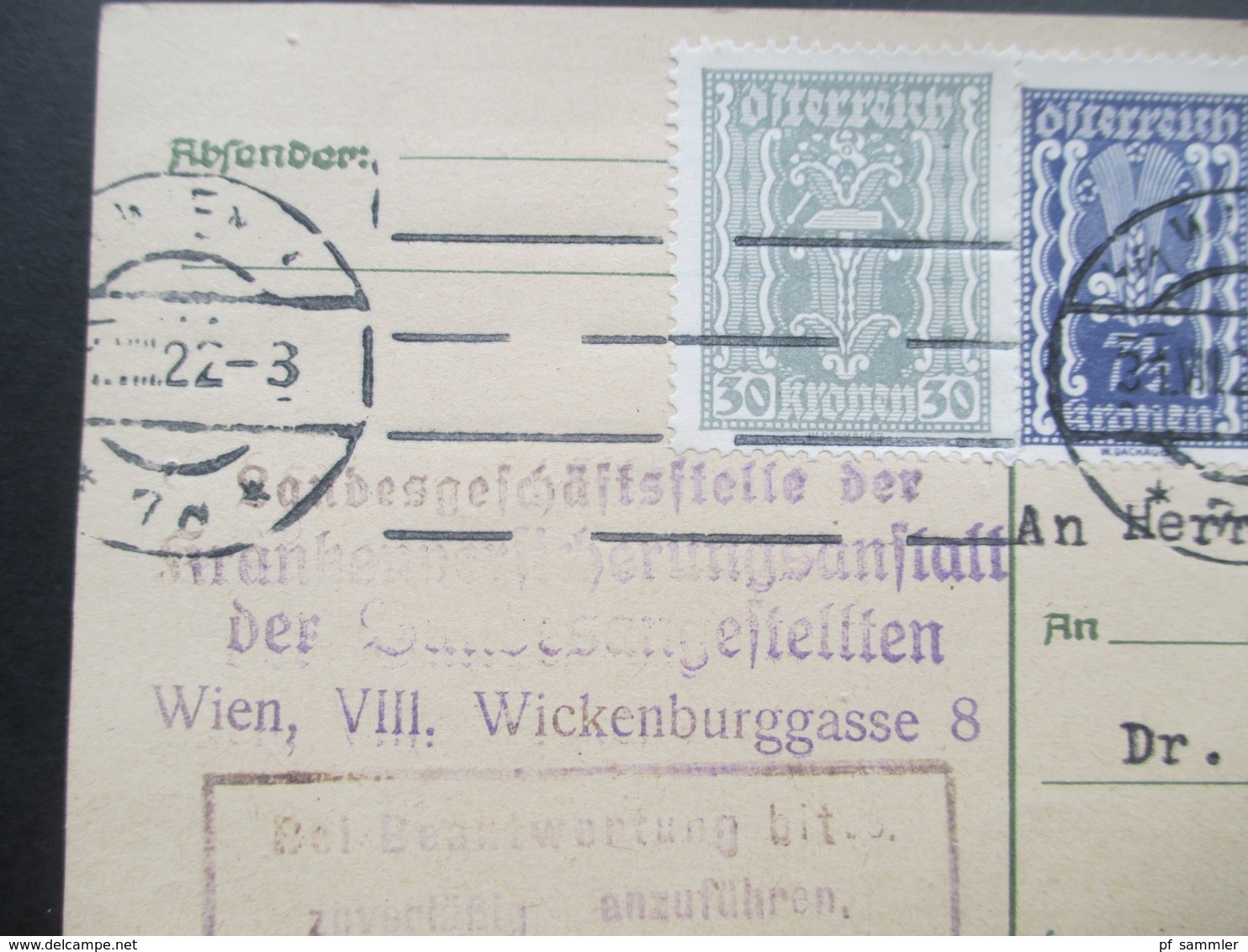 Österreich 1922 Ganzsache Mit Zusatzfrankaturen! Inflation. Bewilligung Von 20 Bädern! Dr. Karl Patsch - Brieven En Documenten