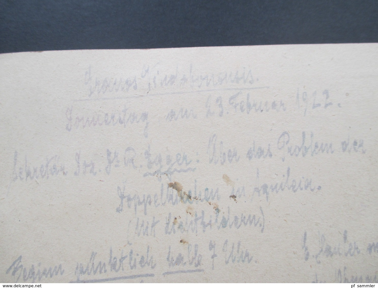 Österreich 1922 Ganzsache / Drucksache. Einladung Zum Vortrage. Archäoligisches Seminar. Dr. Karl Patsch - Brieven En Documenten