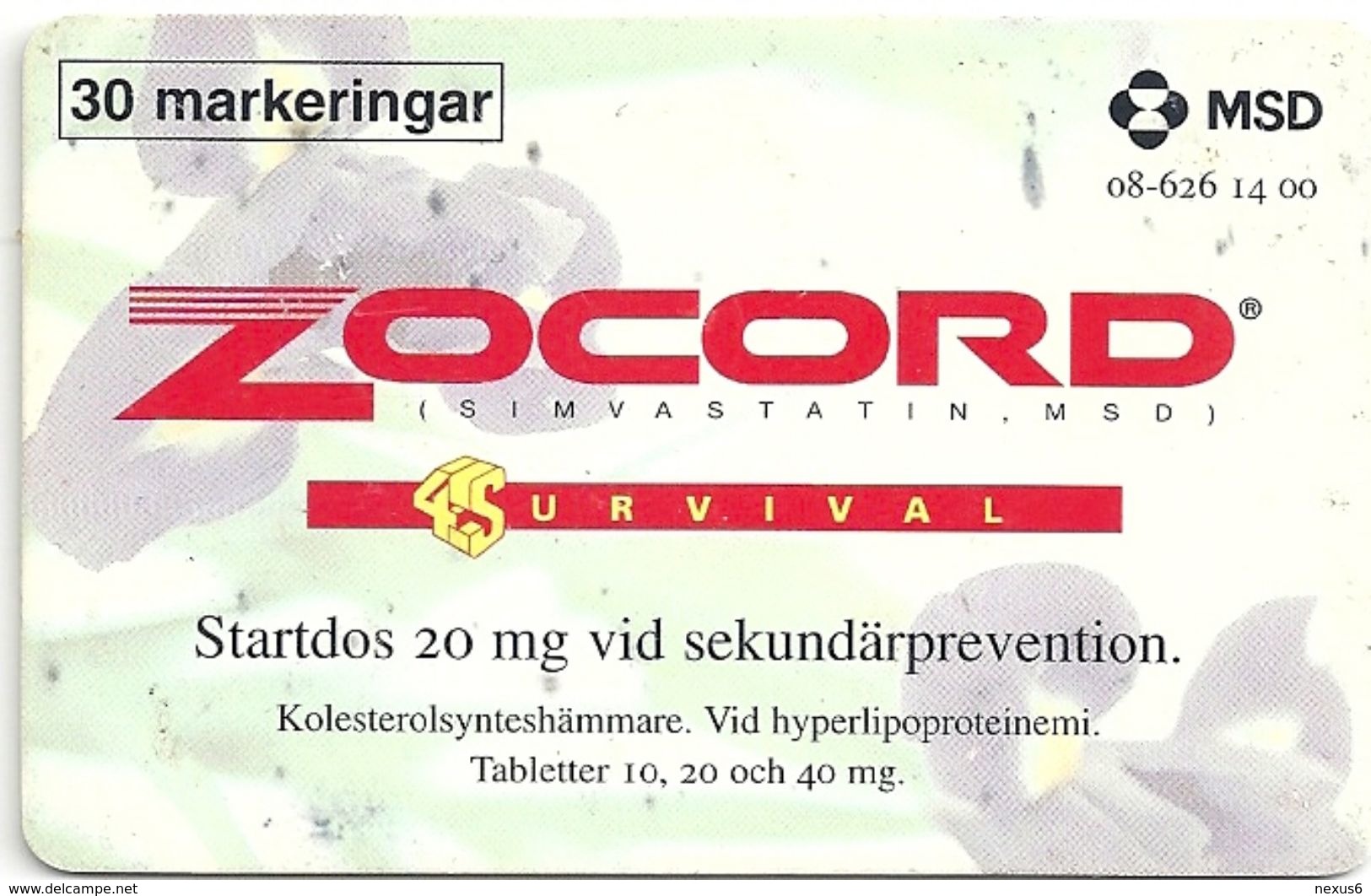 Sweden - Telia - Zocord II - 30U, 10.1995, 2.050ex, Used - Svezia