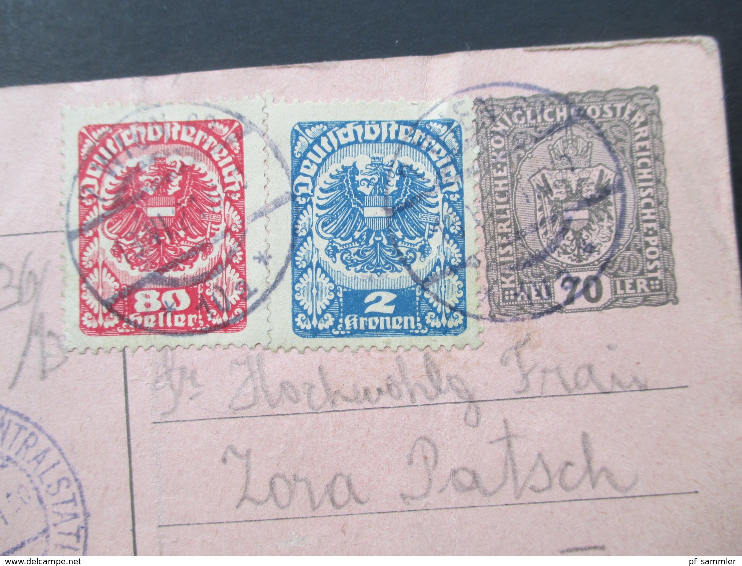 Österreich Verwendet 1921 Rohrpostkarte RP 32 Mit 2 Zusatzfrankaturen! Wien 62 / Wien Telegraphenzentralstation. - Brieven En Documenten