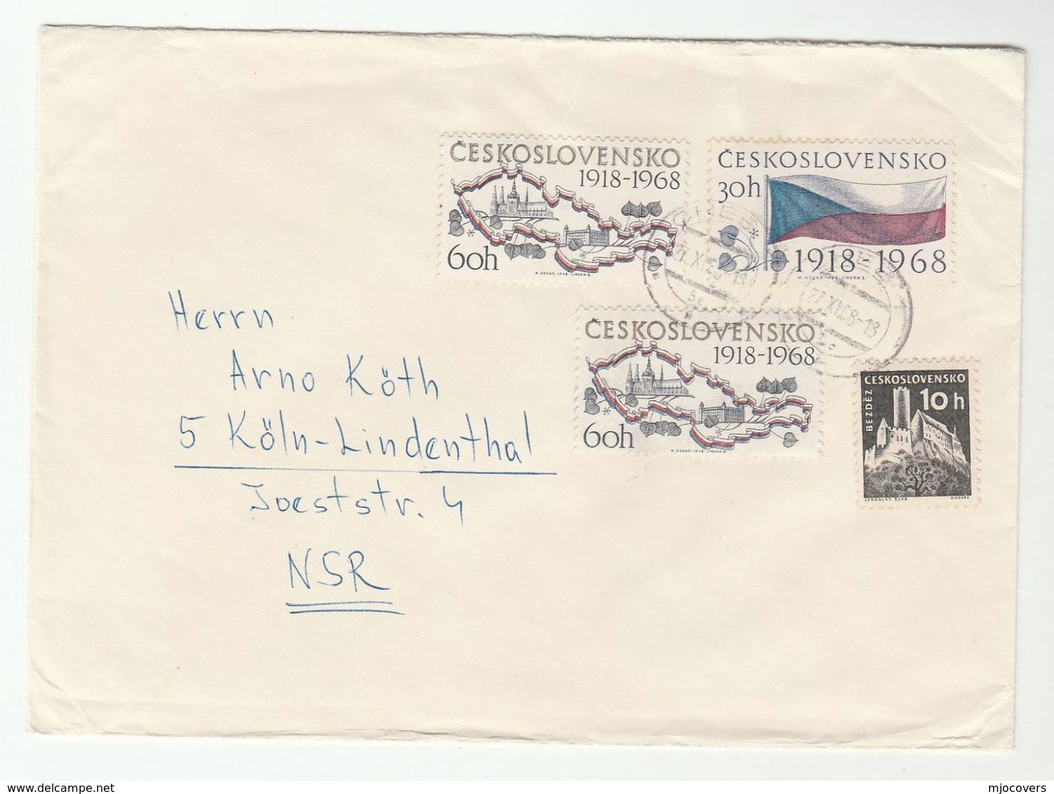 1968 Cheb CZECHOSLOVAKIA  COVER Bezdez CASTLE,  MOUNTAIN, FLAG MAP  Stamps To Germany - Covers & Documents