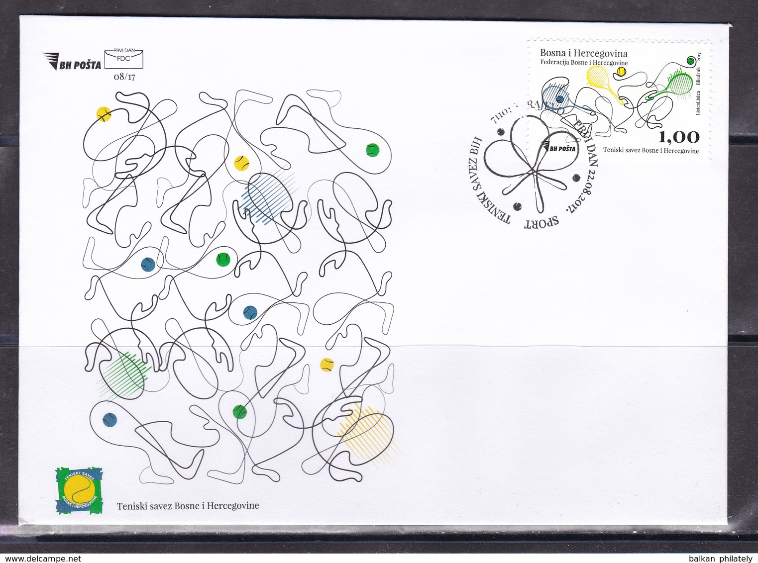 Bosnia 2017 Tennis Federation Sports FDC - Bosnien-Herzegowina