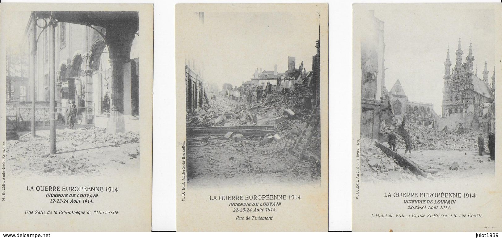 LOUVAIN ..-- MILITARIA . 3 Cartes GUERRE De 1914 . Ruines . - Leuven