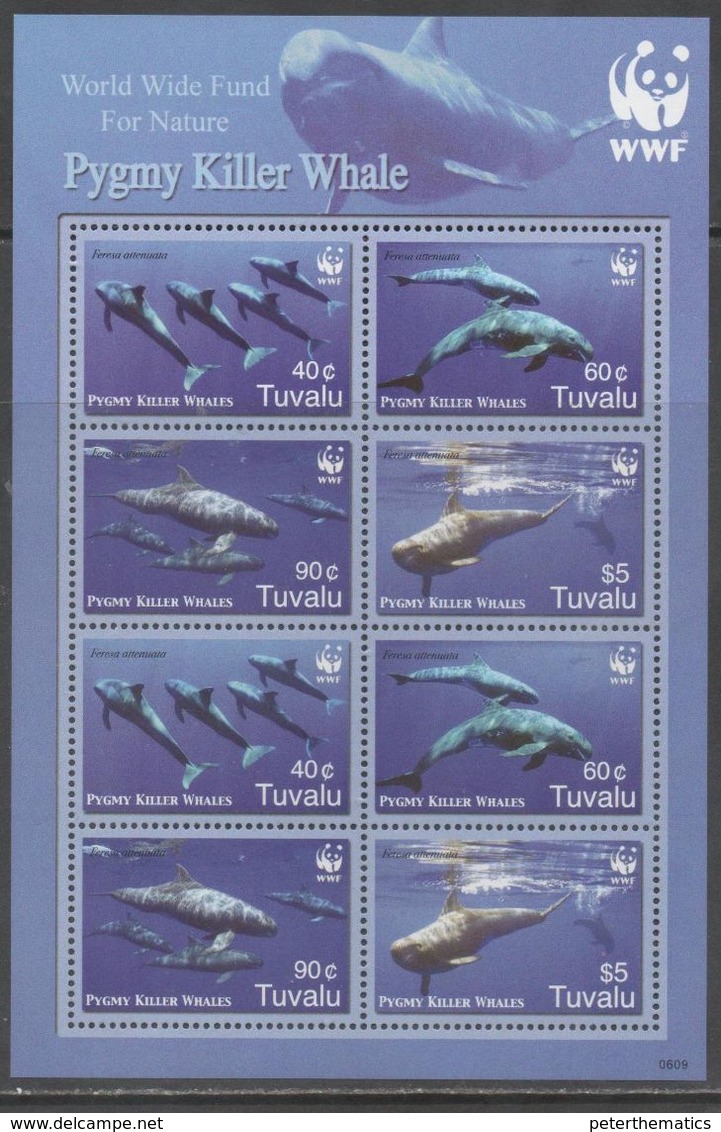 TUVALU, 2006,  MNH, WWF, WHALES, PYGMY KILLER WHALES, SHEETLET OF 2 SETS - Unused Stamps