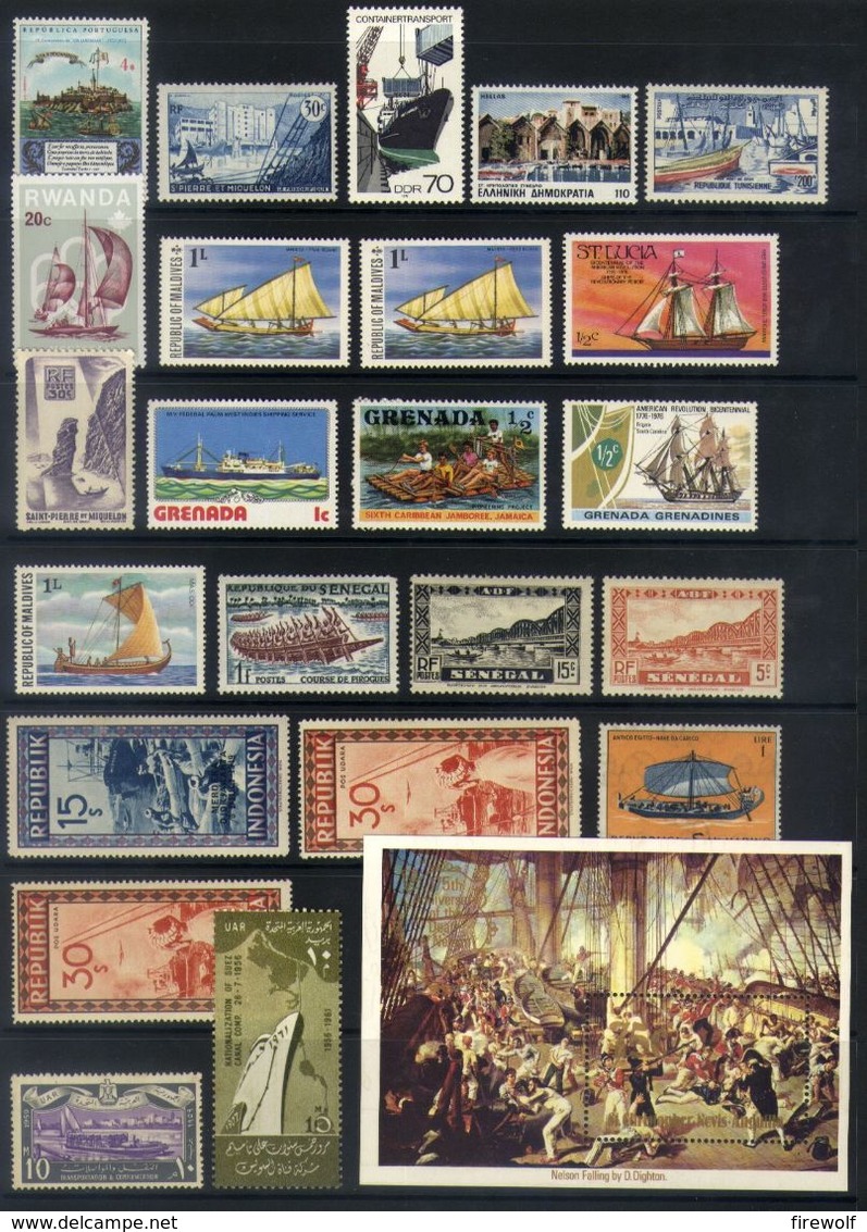 A16 - Mixed Lot Mint Stamps - Ships Boats Maritime History - Maritime