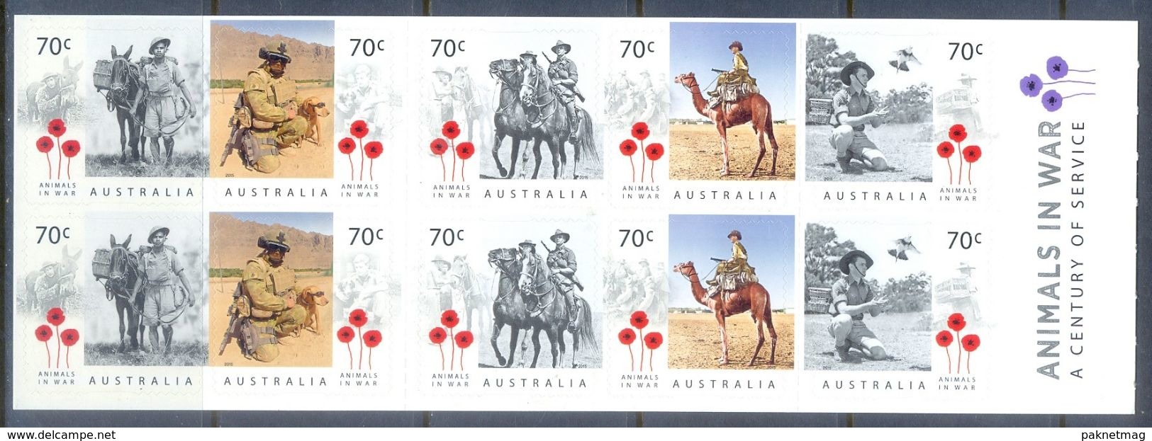 E1- Australia  Animals In War. A Century Of Servive.  Flower. Camel. Donkey. Self Adhesive Stamps. - Other & Unclassified