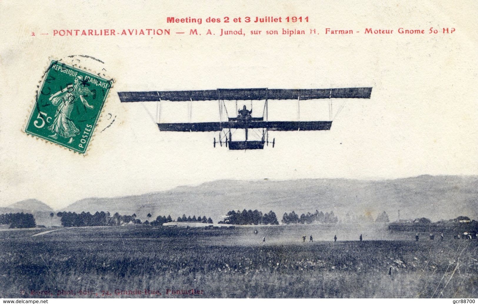 PONTARLIER - AVATION : M.A. Junod Sur Son Biplan H. Farman - Pontarlier