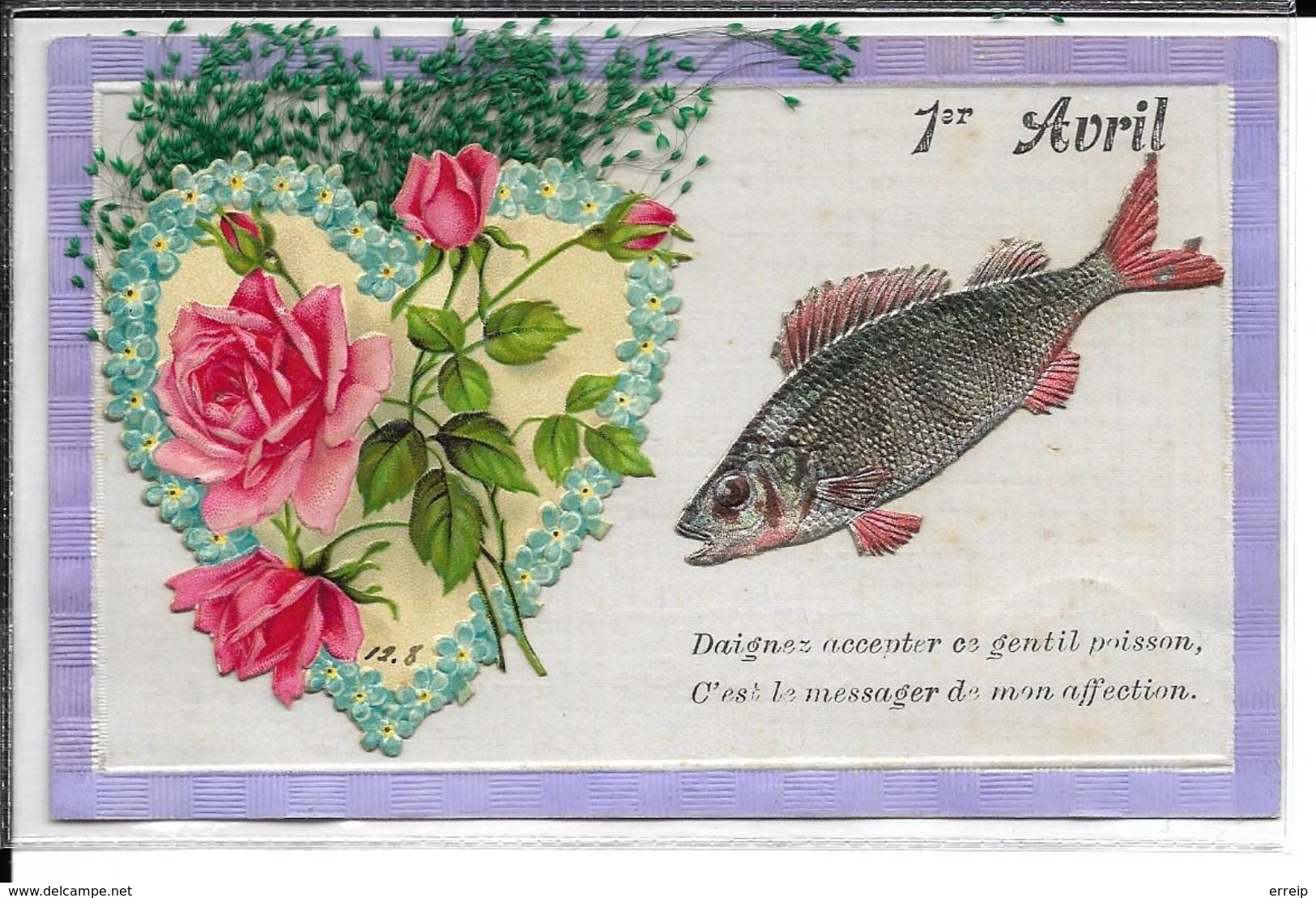 1er Avril  Sylvie Fayon à Limes Gérouville 1908 Poisson Et Fleurs En Relief TBE - 1er Avril - Poisson D'avril